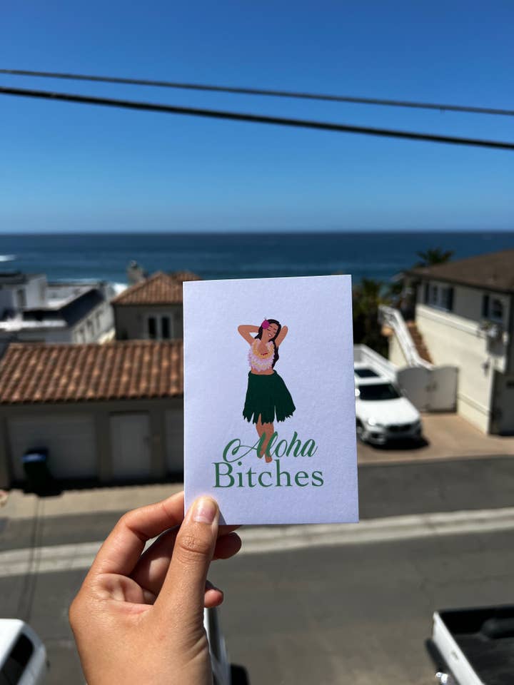 Aloha Bitches Greeting Card for wholesale by Maile Kealoha Art