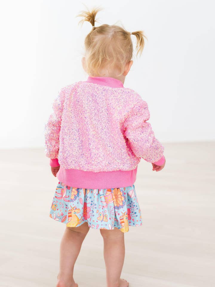 Mila & Rose - Wholesale Bomber Jacket - Kids - Bubblegum Pink Sequin Jacket1