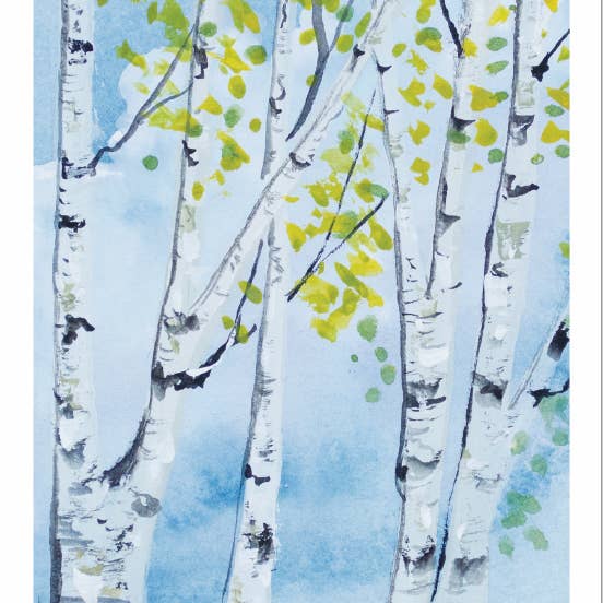 Carte de vœux en bouleau blanc, intérieur vierge #KC106C pour la vente par Kellie Chasse Fine Art