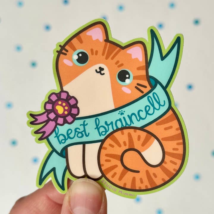Banner “Best Braincell” - Gato Laranja - Autocolante Vinil por atacado de STUDIO Mimmi