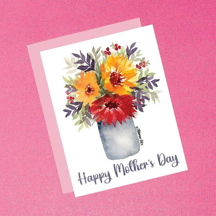 Moederdagkaart - Aquarel zonnebloemboeket voor wholesale door Tiffany Ascensio Designs | Watercolor Greeting Cards