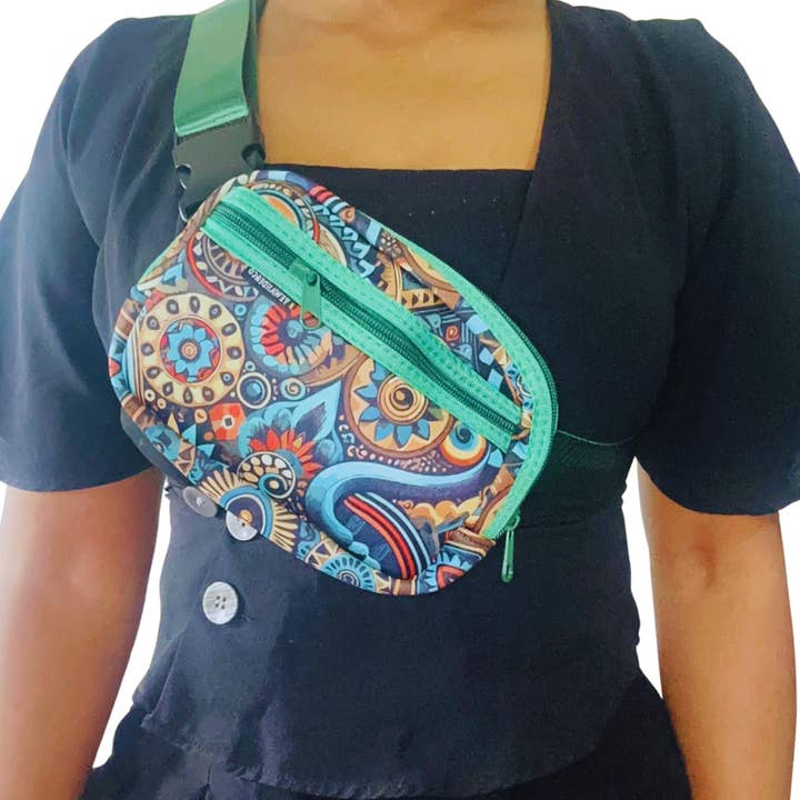 African Print Neoprene Hip Pouch, Waterproof #5 for wholesale by YewandeAndCo