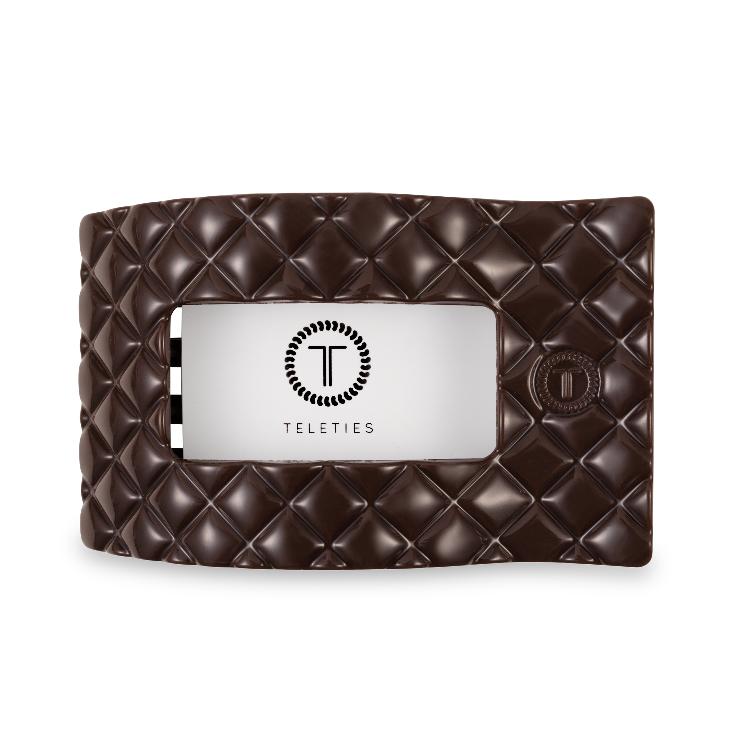 TELETIES - Wholesale Hair Clip - Women's - Flat Rectangle Hair Clip | Large | Truly Taupe Quilted1