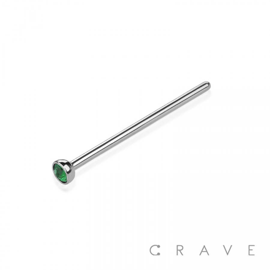 CRAVE – wholesale Nose ring – 316L SS NOSE 15MM STRAIGHT FISHTAIL PIN WITH GEM7