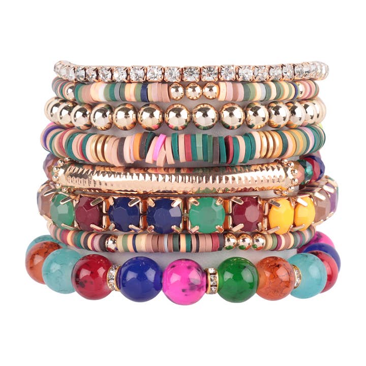 MYS Wholesale Inc - Wholesale Beaded Bracelet - Fimo Ccb Mix Bead Charm Stretchable Bracelet9