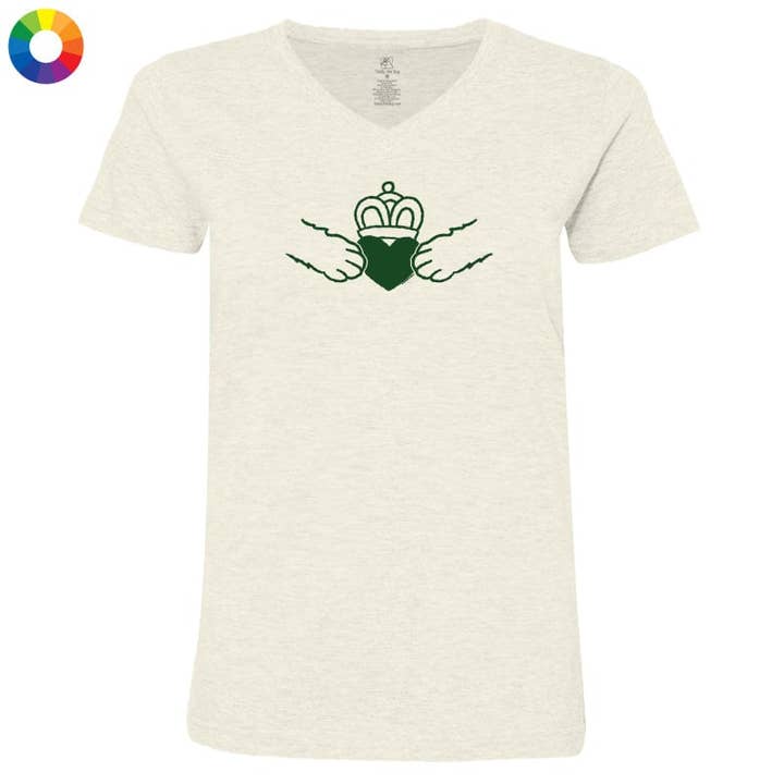 Claddagh Hond - Dames T-Shirt V-Hals voor wholesale door Teddy the Dog