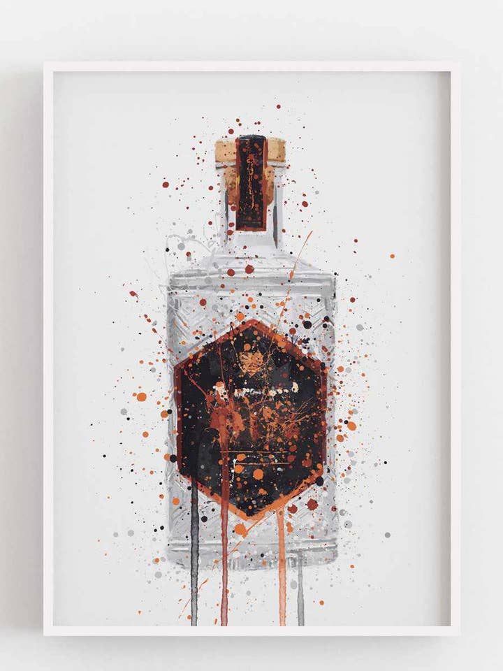 Gin Bottle Wall Art Print 'Honeycomb' for wholesale by We Love Prints
