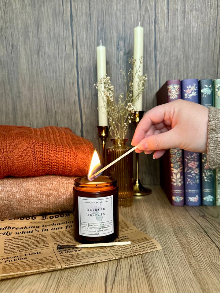 Drunken Kelpies soy wax candle for wholesale by Strings and Dreams Ltd