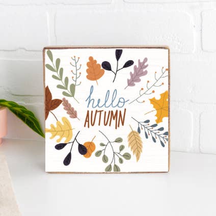 Olá Bloco de Madeira Decorativo Outono por atacado de Rustic Marlin