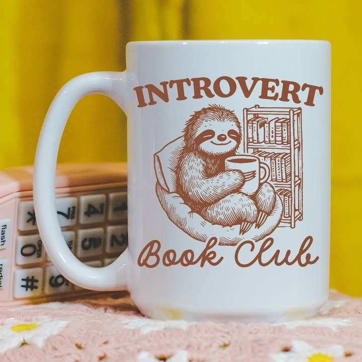 Ace the Pitmatian Co - Wholesale Coffee Mug - Introvert Book Club, Bookish Coffee Mug0