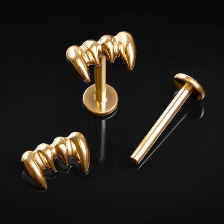 Pino Labret com Rosca Interna de Titânio com Dente de Ouro, Espessura 1,2mm por atacado de Custom Plugs