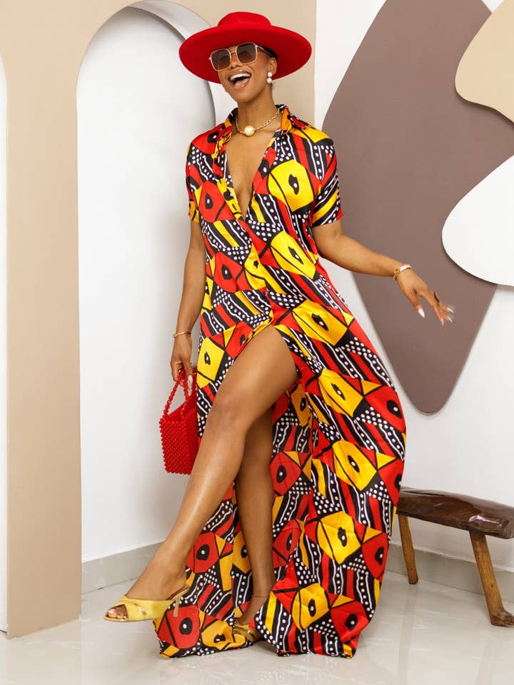 DUA MENKA – wholesale Kaftan – Women's – Obiada Silk Ankara Kaftan