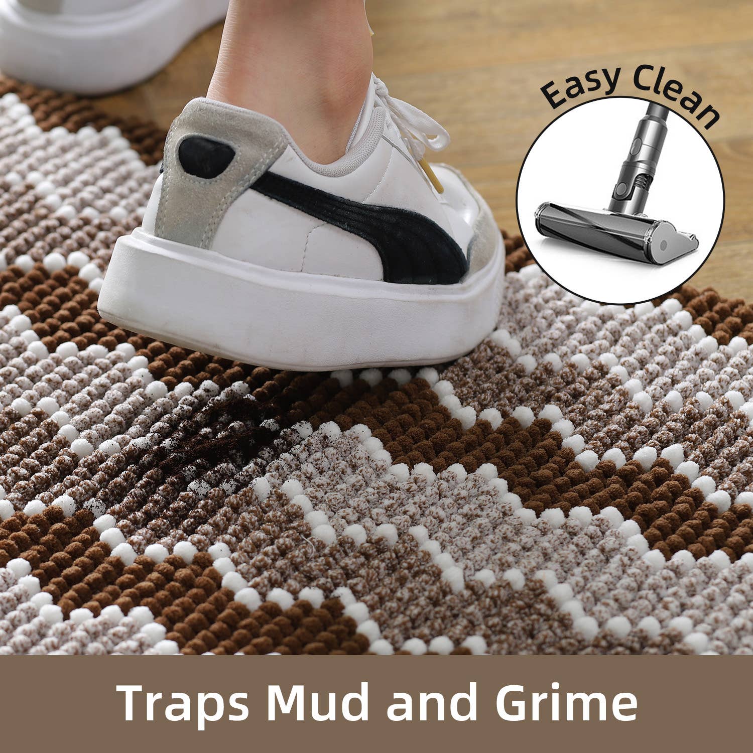 Kasentex – Tapete de banho por atacado – Tapete de Banheiro Macio de Chenille com Design Geométrico Antiderrapante14