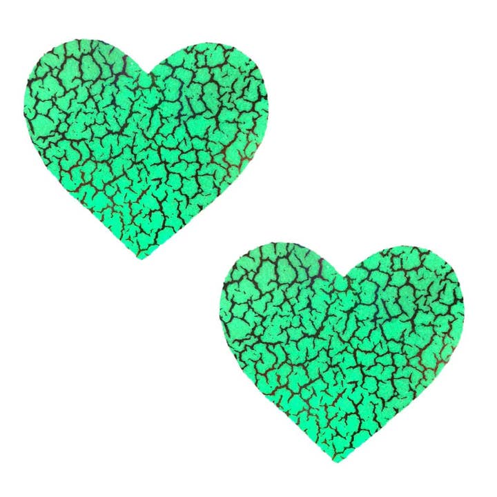 Glow in the Dark Synaptic Storm Holographic I Heart U Nipple Cover Pasties for wholesale on Faire1