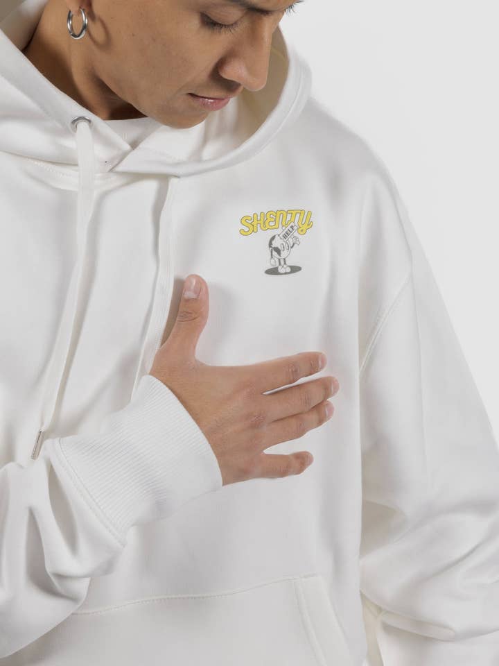 Sweat à capuche surdimensionné des années 90 - Frozen White pour la vente par Shenty