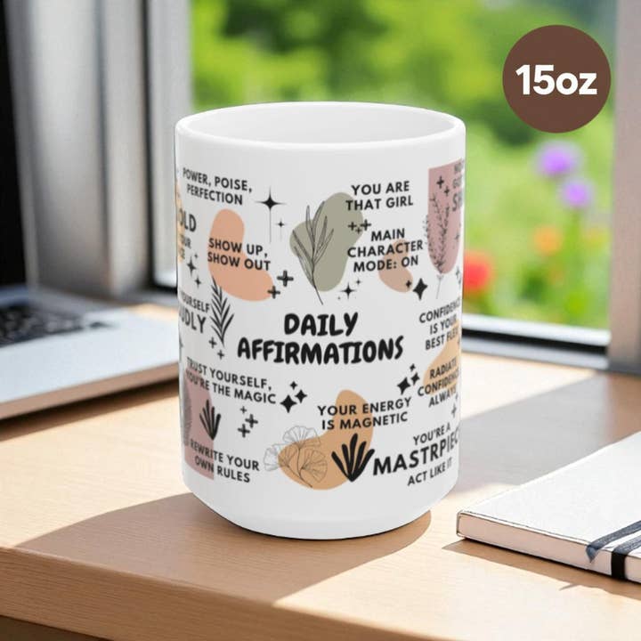 EMESLY - Wholesale Coffee Mug - Daily Affirmations Motivational Coffee Mug Gift; 11oz/15oz6
