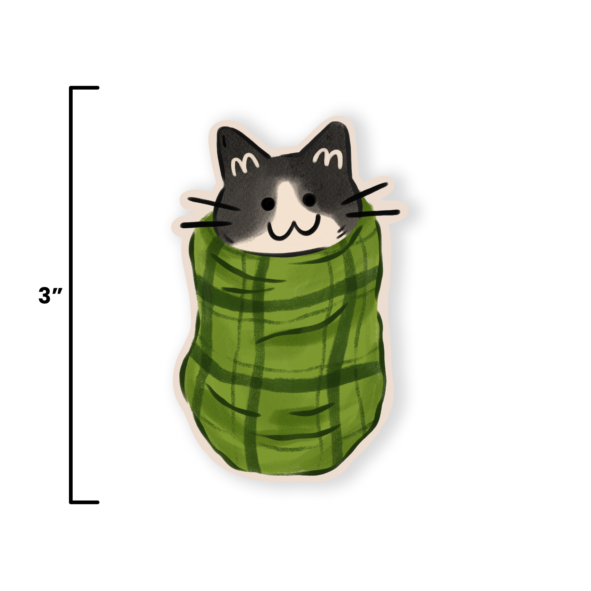 The Stray Shop – Großhandel Aufkleber – Plaid Tuxedo Purrito Aufkleber2