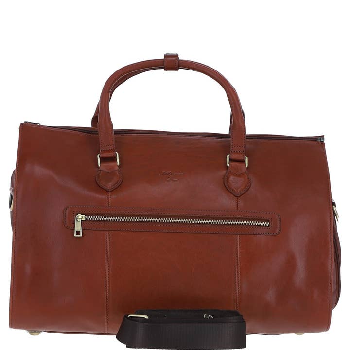 Premium Leather Holdall with Detachable Shoulder Strap Tan: for wholesale by Ashwood Leather