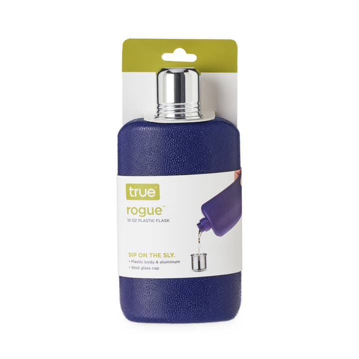 TRUE - Wholesale Flask - Rogue Plastic Flask w Shot Glass Lid ASST COLORS and SIZES15