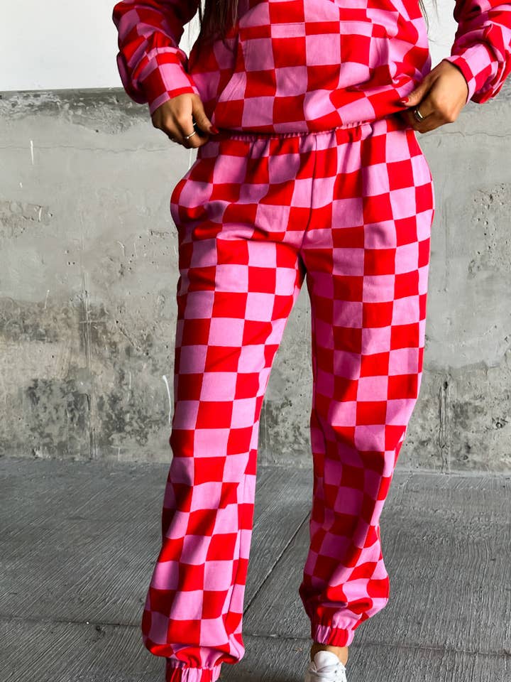 Checkered Joggers - Love Language for wholesale by Ampersand Avenue