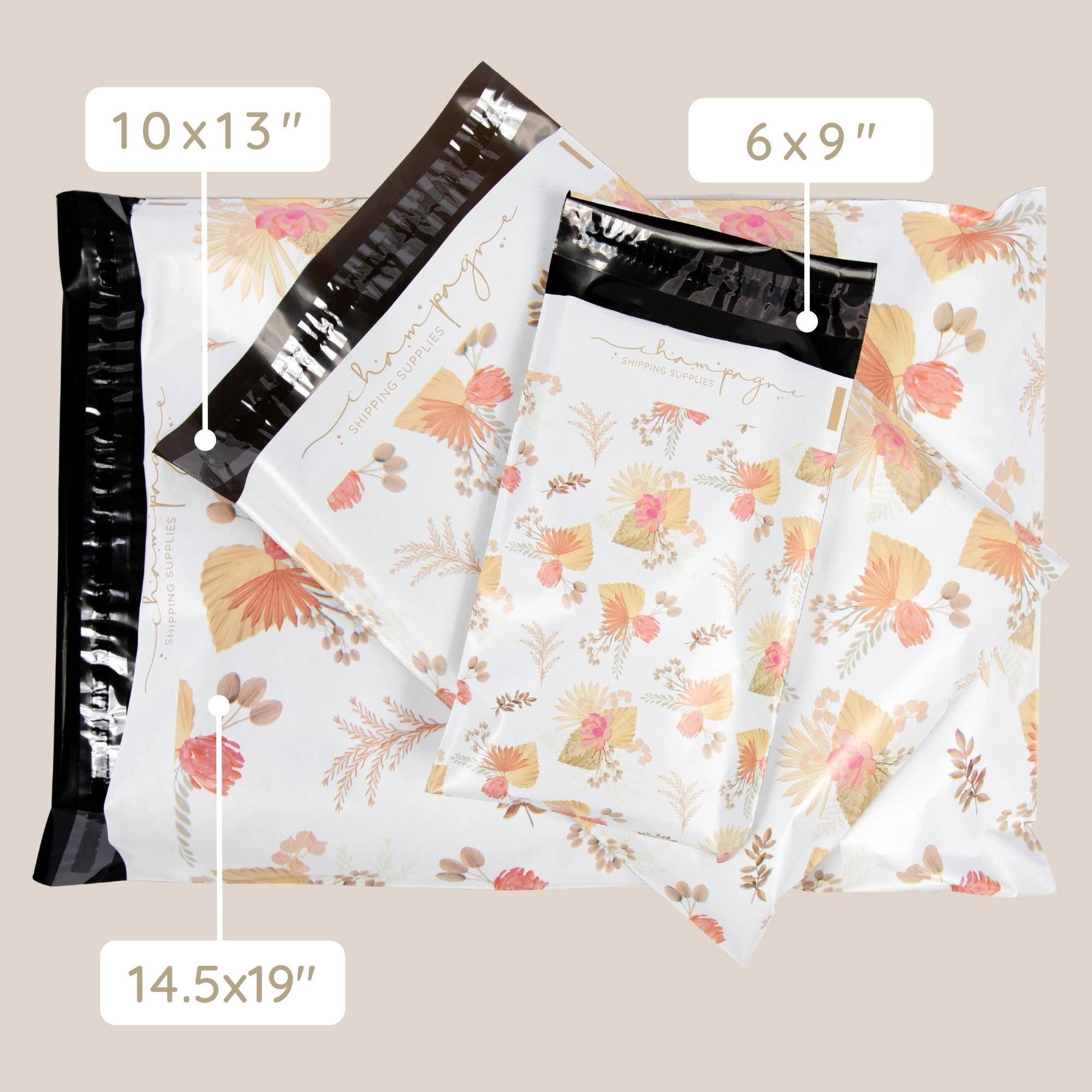 Champagne Shipping Supplies - Wholesale Envelopes - Dried Palm & Floral Premium Poly Mailer1