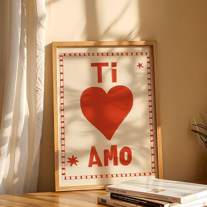 Ti Amo Colourful Art Print for wholesale by Booth and Bear