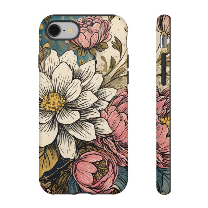 Belle coque résistante à fleurs blanches pour la vente par Studio 653 Clothing Co
