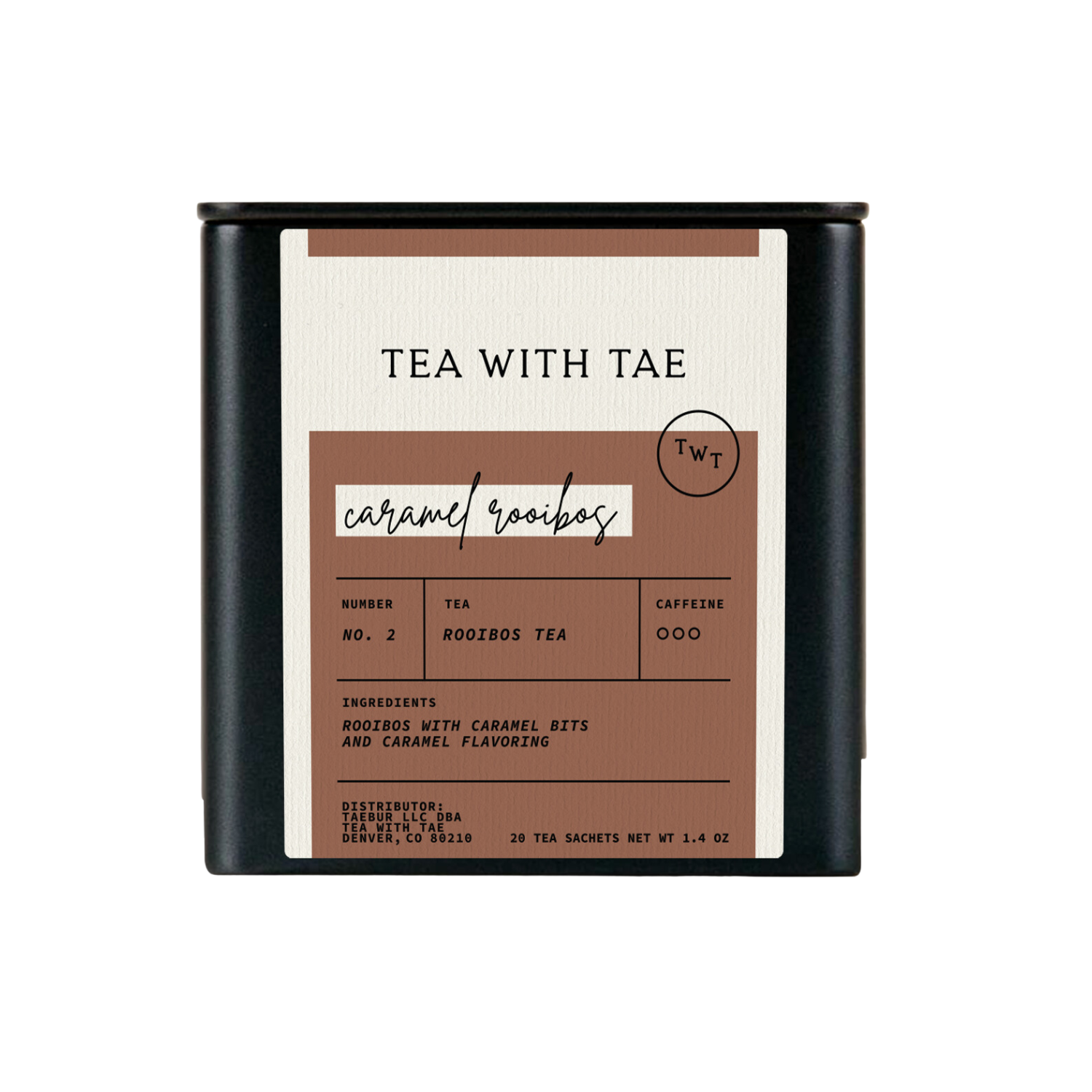 Tea with Tae - Wholesale Tea Bags - Caramel Rooibos Herbal Tea Gift Tin (20 tea bags)0