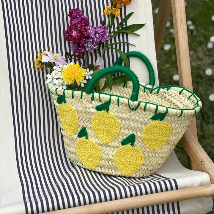 Twins Basket - Venta al por mayor Bolsa de playa - BOLSA DE PAJA Market basket hecha a mano con piel, French Market