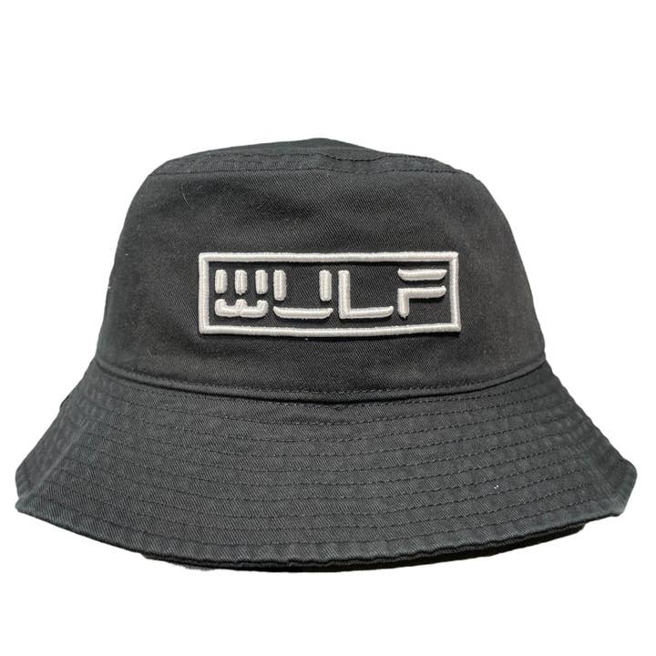 Sombrero de pescador negro WULF con logotipo blanco para venta al por mayor de WULF