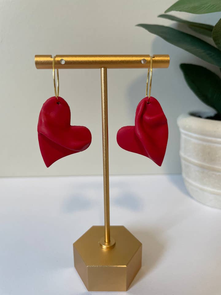Satin heart hoops for wholesale by Cozy Clay LLC