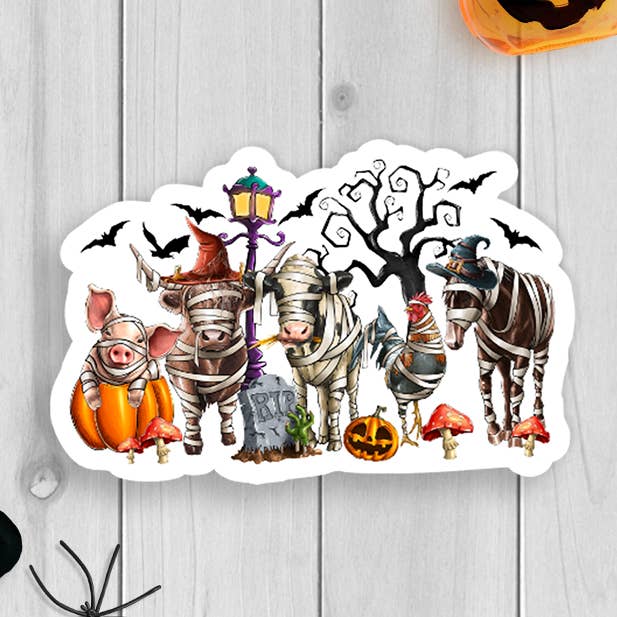 Spooky Farm Animals Vinyl Sticker for wholesale by Expression Design Co