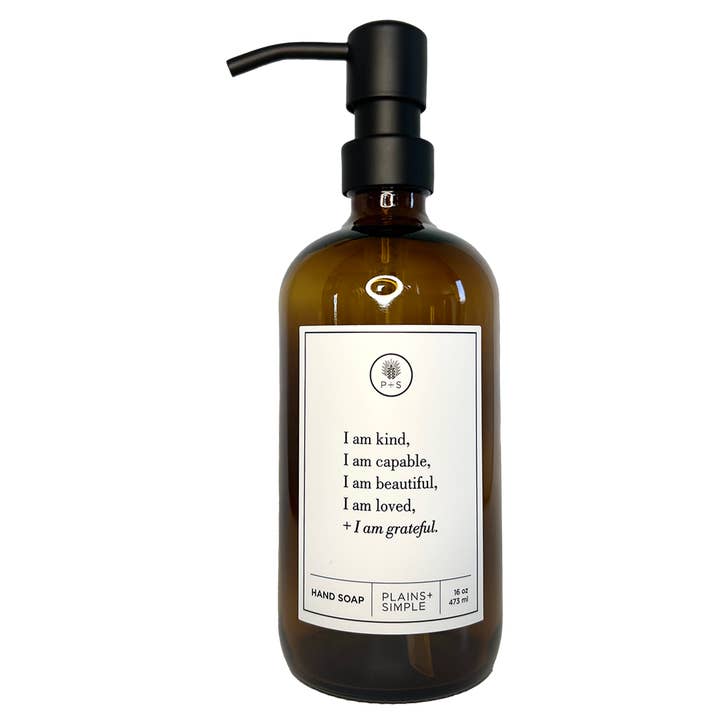 Plains + Simple - Wholesale Soap Dispenser - I Am Kind Amber Glass Reusable Soap/Lotion Dispenser16