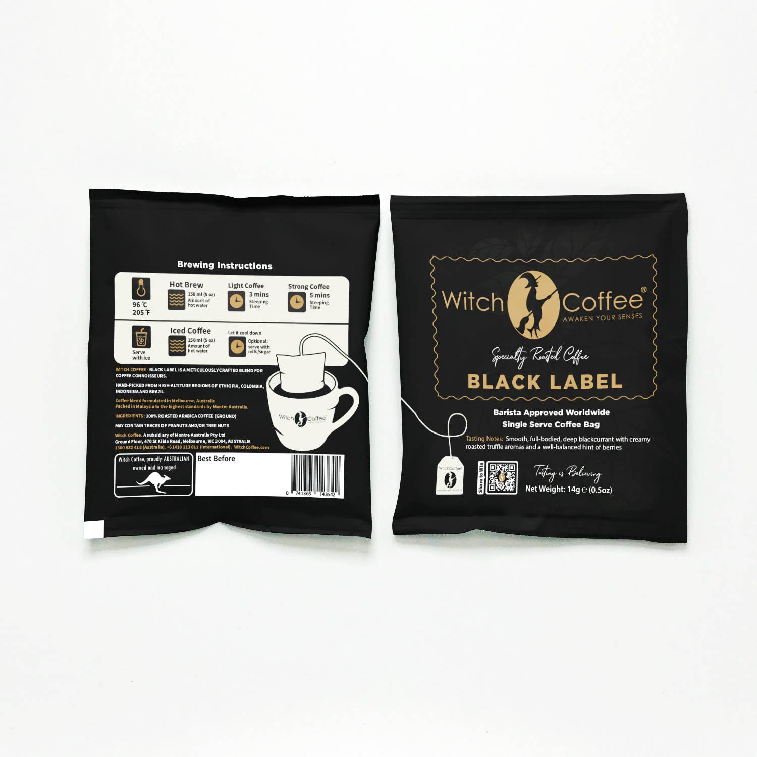WITCH COFFEE (Montre Australia Pty Ltd) - Wholesale Ground Coffee - 12x Witch Coffee - Black Label Steeped Coffee Bags11
