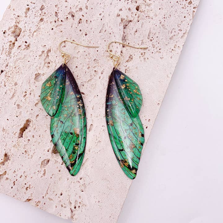Mio Queena - Wholesale Dangle Earrings - Gradient Cicada Wings Butterfly Wings Earrings