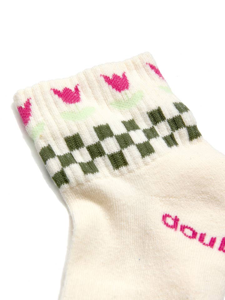 Tulip Check Kenzie Quarter Sock for wholesale on Faire1