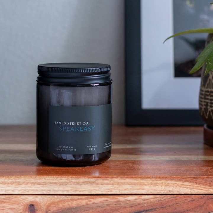 James Street Co. - Wholesale Jar/Filled Candle - Speakeasy - Coconut Wax 8oz Candle | Warm Spicy Boozy Vanilla1