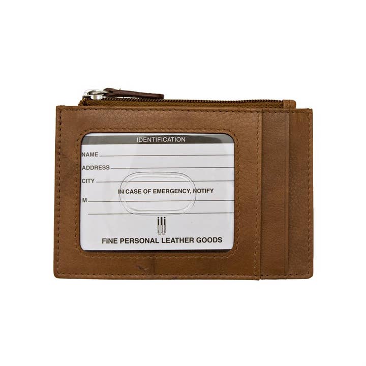 ili New York - Wholesale Card Holder - Unisex - 7416 Leather CC-ID Holder with Zip Pocket