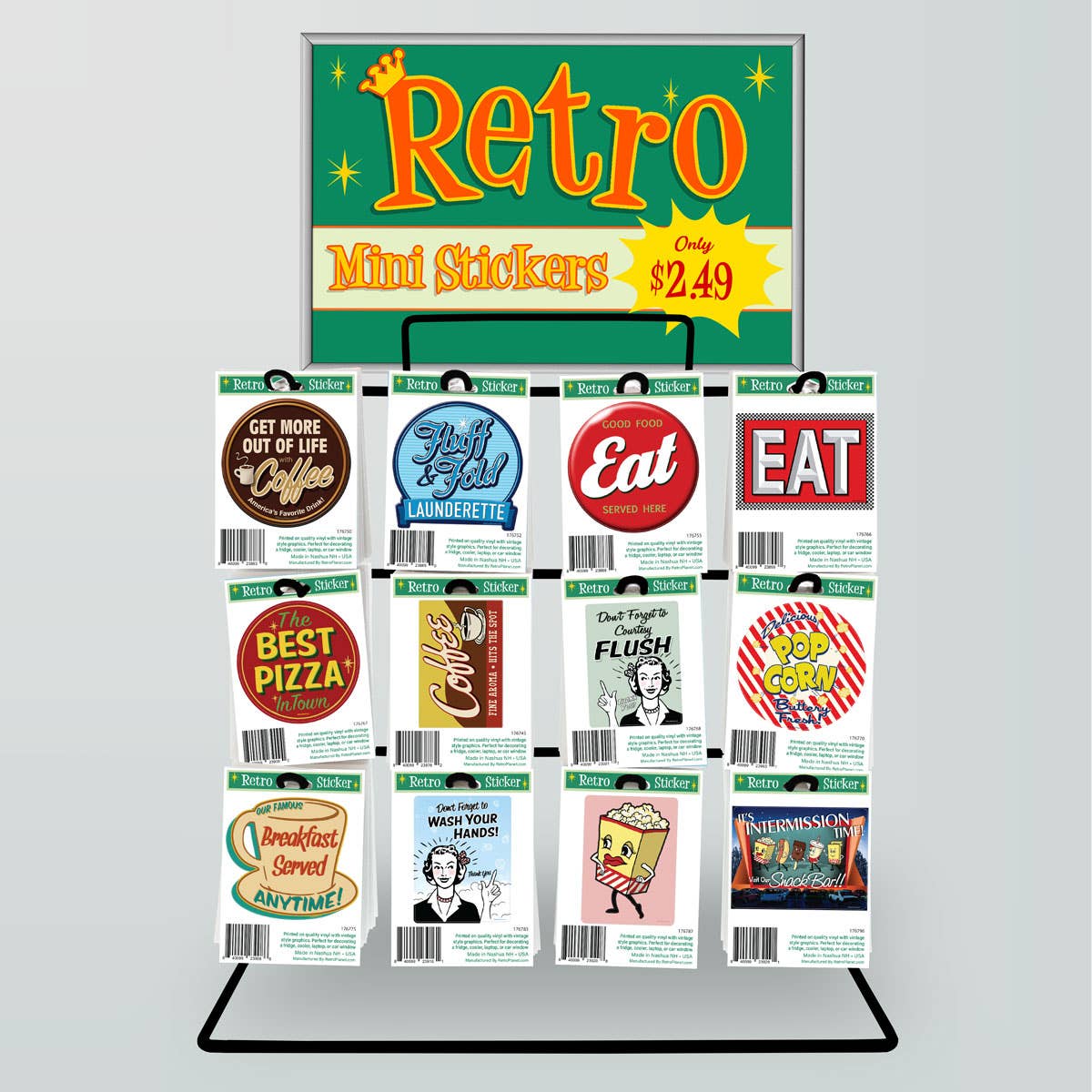 RetroPlanet - Wholesale Phone & Laptop Stickers - Retro Food & Drink Mini Stickers Bundle 240 ct w/POP Display0