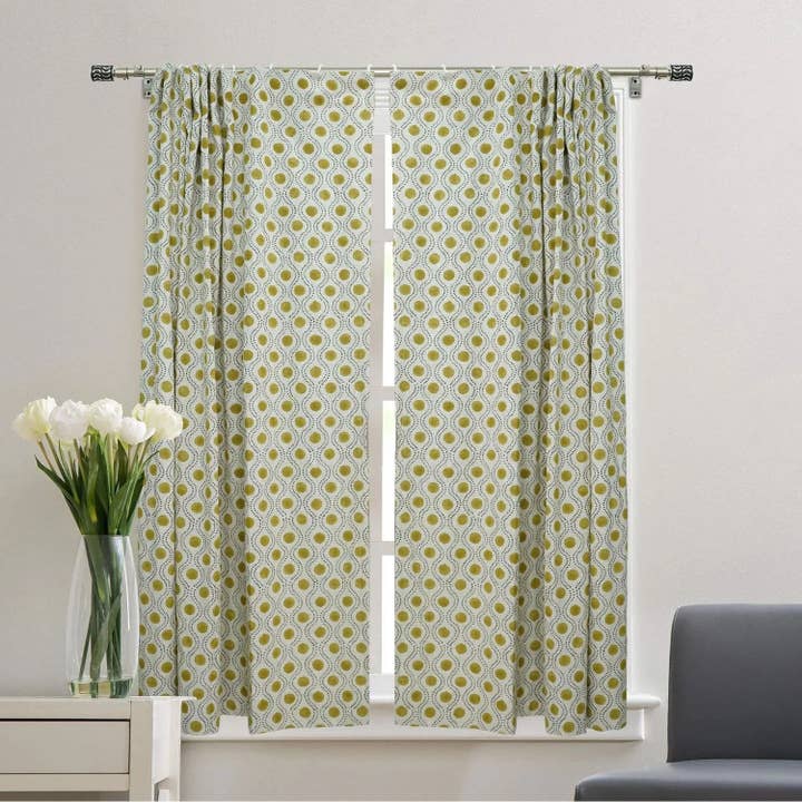 Floral Viscose Coloured Linen Ring Curtain - Raaj Bhog for wholesale by Fabdivine