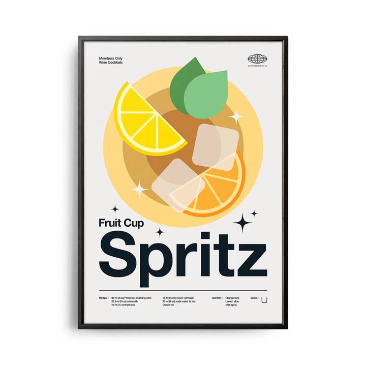 Pôster de Cocktail Spritz com Taça de Frutas de Estilo Moderno dos Anos 50 por atacado de Weekend Concept