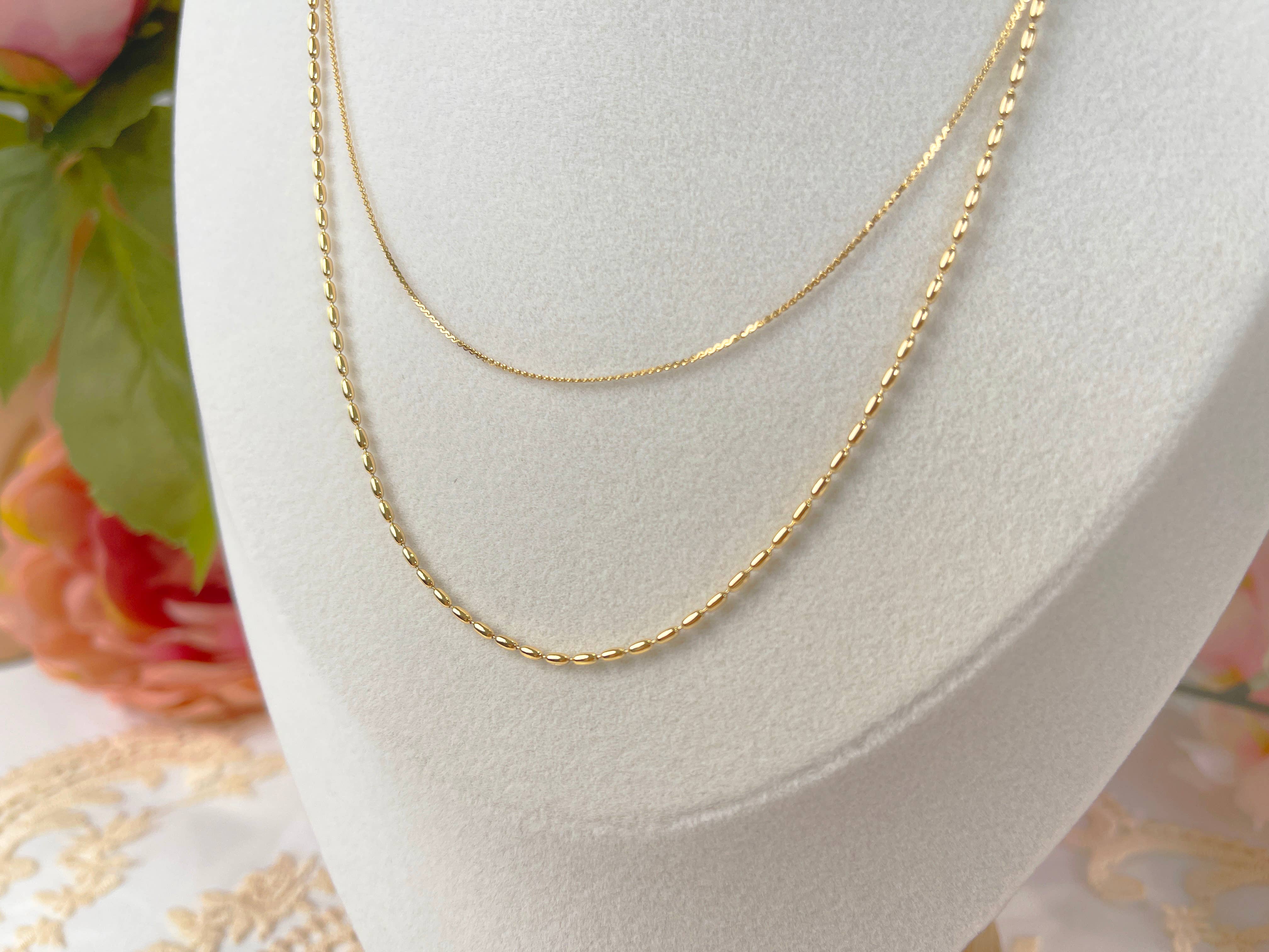 Melange Blanc - Wholesale Link & Chain Necklace - N018 gold double strand dainty chain minimalist necklace7