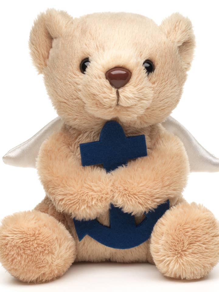Guardian Angel Teddy Bear with Blue Anchor - Cuddle/Plush Toy for wholesale by Uni Toys