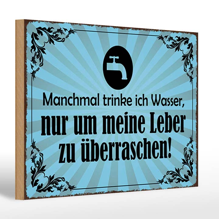 Cartel de madera con frase 20x30 cm A veces bebo agua Decoración para venta al por mayor de Femer