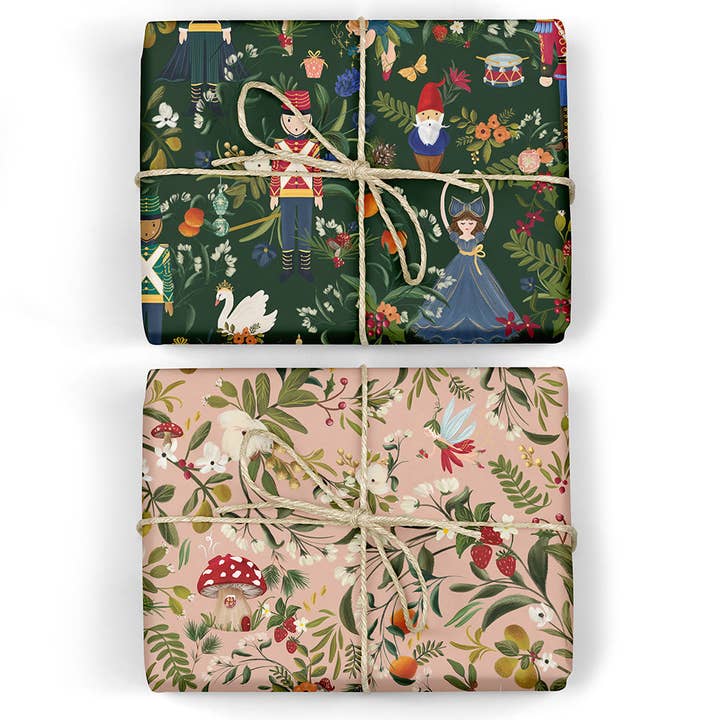 Bespoke Letterpress - Wholesale Flat Wrap - Nutcracker / Gnome 6pk Gift Wrap0