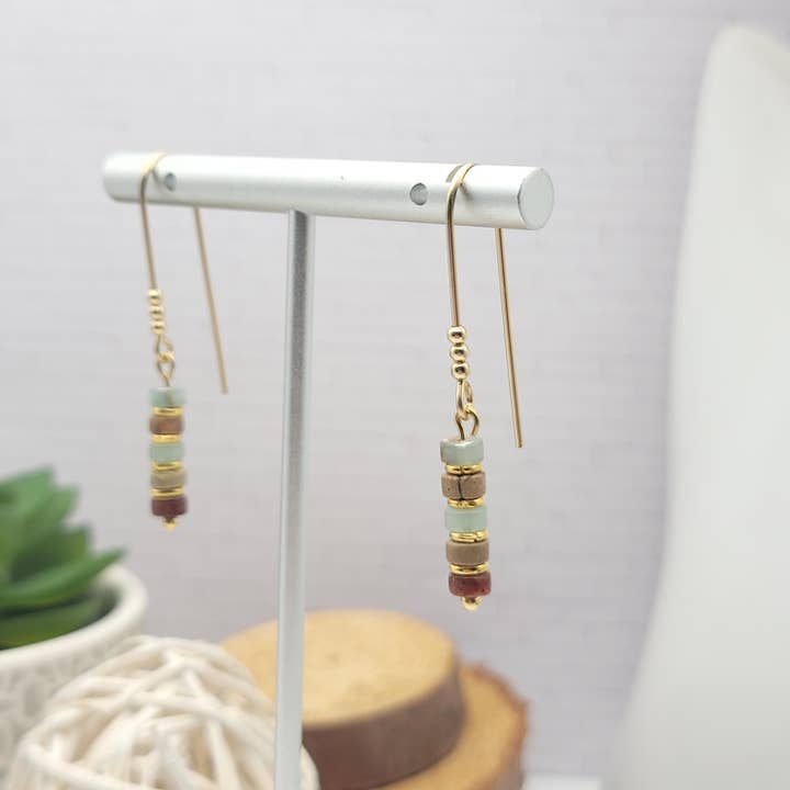 Bijou by SAM - Wholesale Dangle Earrings - Earth Tone Beads and 14K Gold Filled Dangle Earrings4