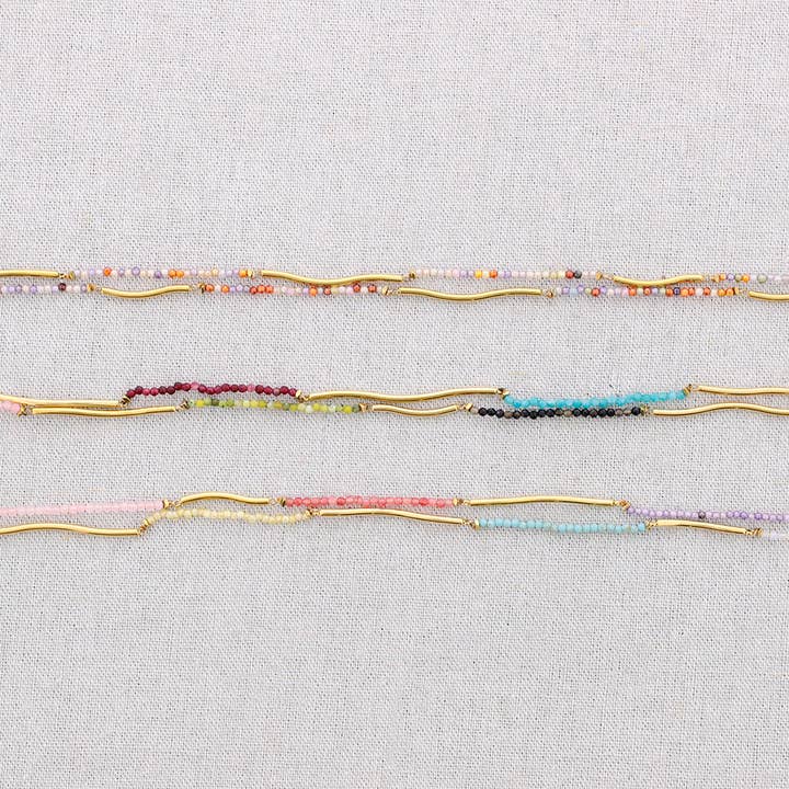 Sonata - Wholesale Beaded/Pearl Necklace - Tubitos Piedras Steel Long Necklace2