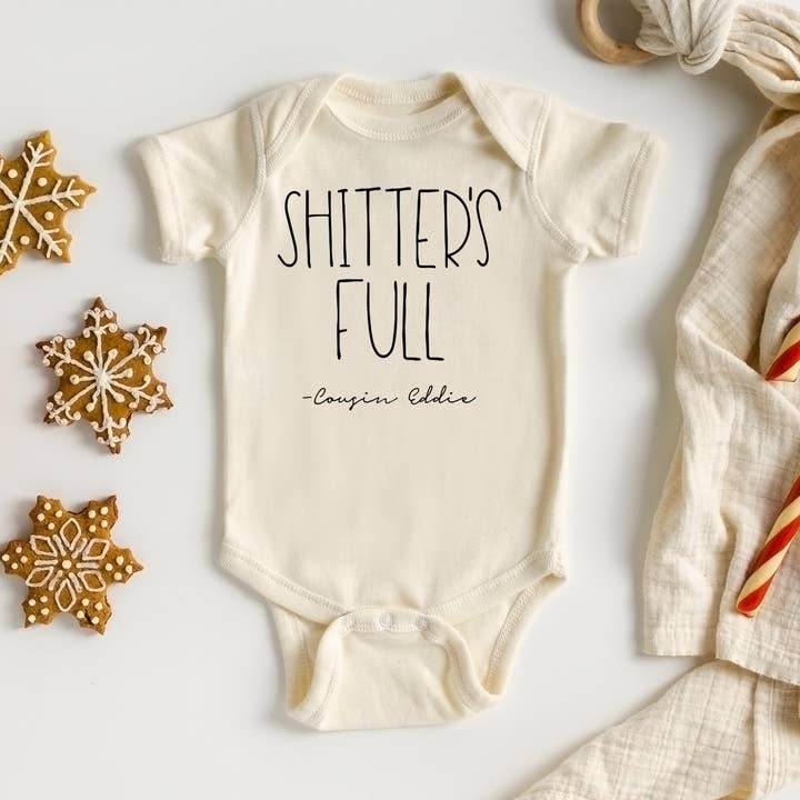 Rompertje voor baby's in natuurlijke kleur van Christmas Shitter voor wholesale door Love You a Latte Shop