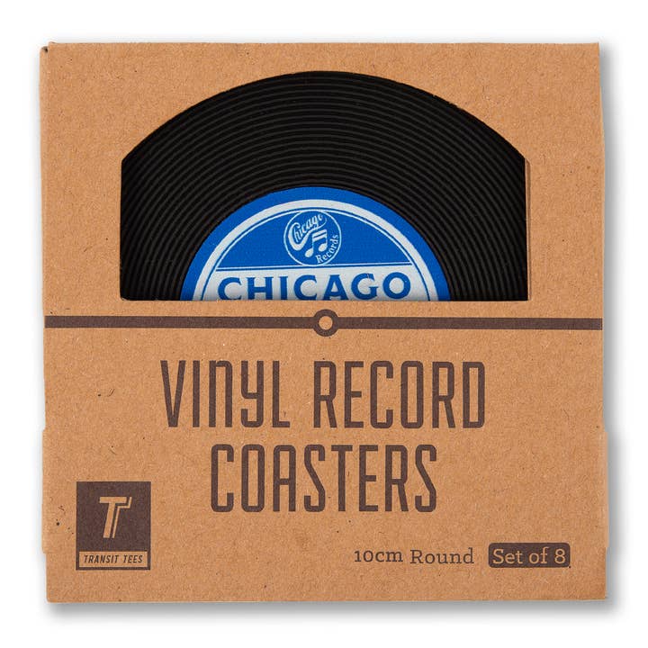 Transit Tees - Wholesale Coasters - Chicago Vinyl Record Coasters - 8 Pack1