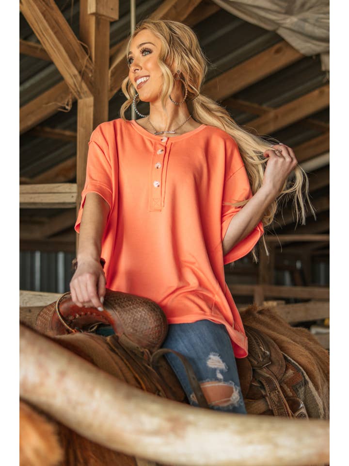 Andrée by Unit - Wholesale Tunic - Women's - Front Button Detail Terry Cloth Top